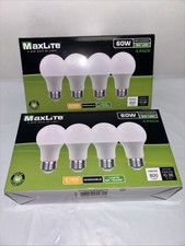 8 Pack Maxlite 8W LED Bulb 60 watt replace A19 Soft White 2700K LED Light 60w