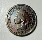 1899 Indian Head Type 3 Cent, Beautifully Toned, Circulated, G-VG Details