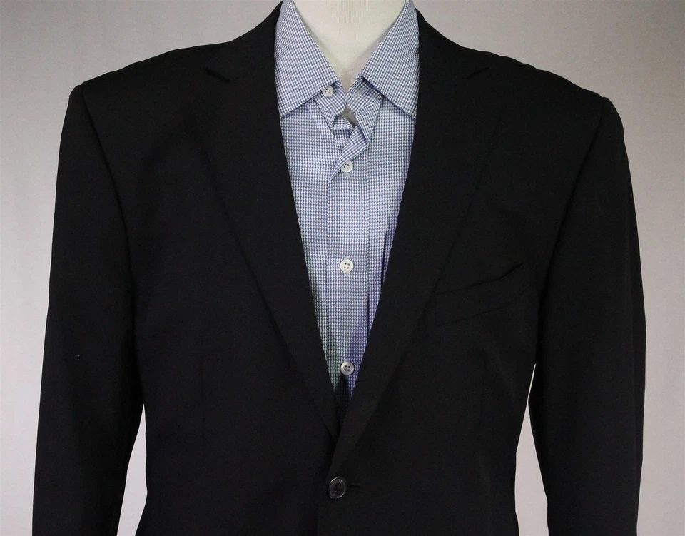 Z Zegna 纯黑色 2-Btn 羊毛西装外套夹克男式 42R — 第 3/4 张图片