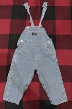 Vintage OSHKOSH Boys Denim Blue Striped Overalls 3T Excellent