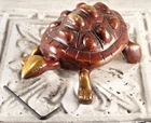 Vintage Brass Bronzed Lacquered Lucky Tortoise +Secret Compartment +Key
