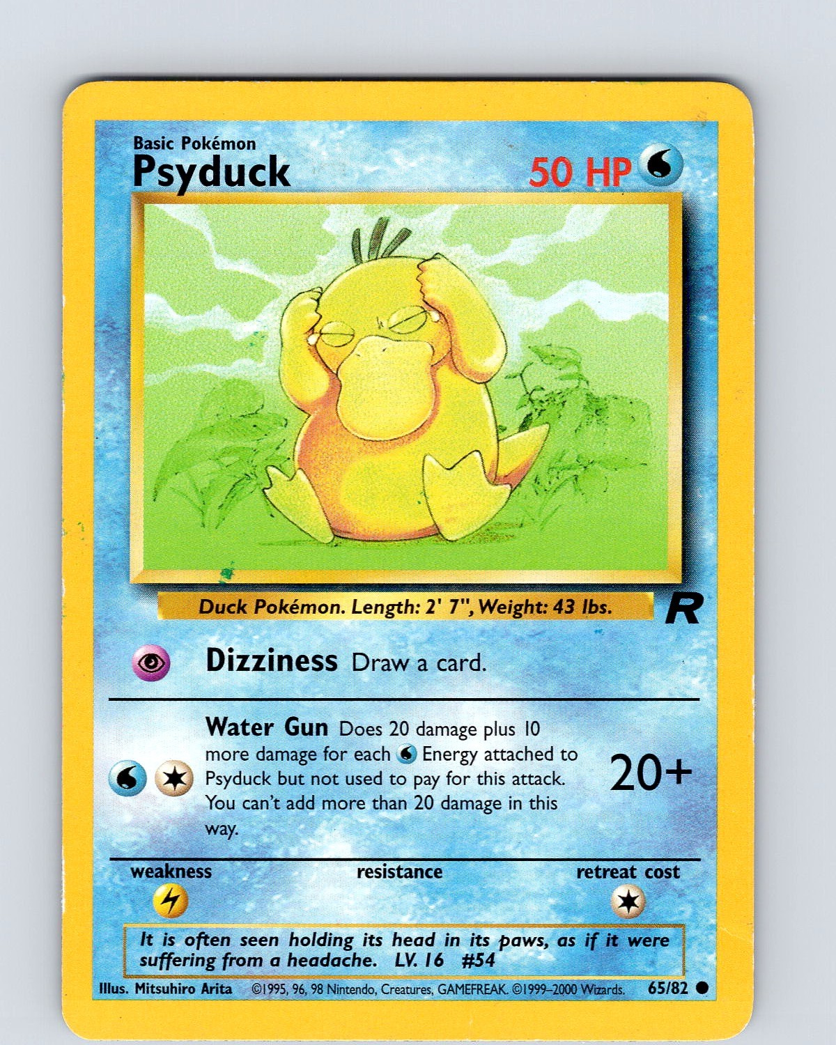Pokemon TCG Psyduck Team Rocket 65/82 Unlimited Common Card WOTC Played MP
