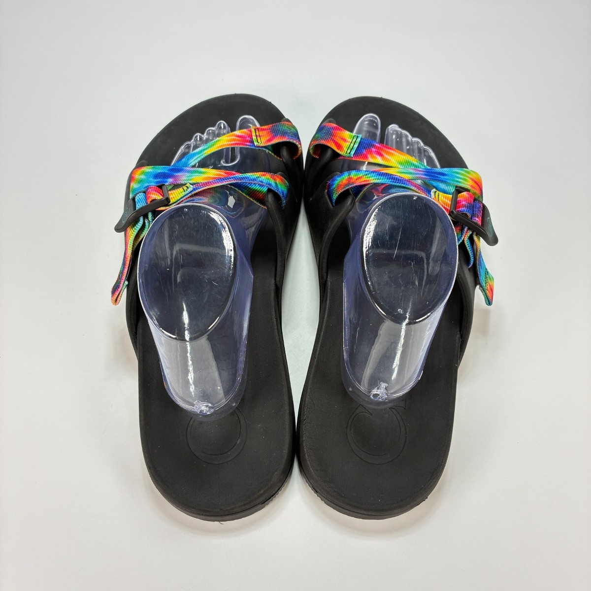 Chaco Chillos Slide Sandals Black Tie Dye Adjustable Straps  display picture 2