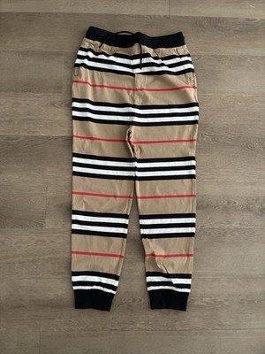Burberry Kids Icon Stripe Sweatpants Joggers Size 14Y Beige