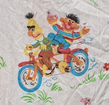 Vintage 1970s Sesame Street Fitted Bed Sheet Twin Cookie Monster Oscar Grover