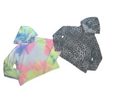Dori Creations Girls Cozy Knit LOT OF 2 Cropped Hoodie Sweater Tops 8-10
