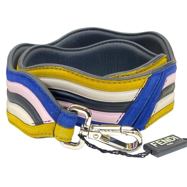 RARE FENDI Wave Suede Leather Long Shoulder Strap Bag Accessory