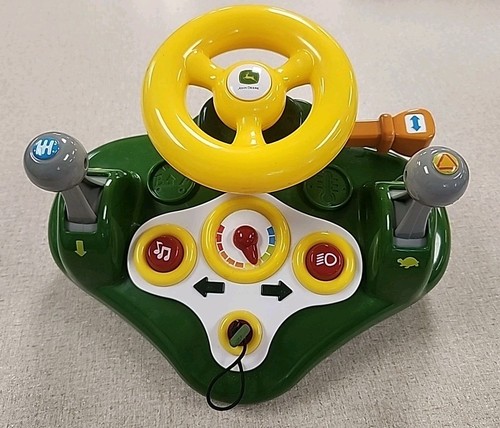 John Deere Busy Driver Toy Steering Wheel & Driving Dashboard, Tested, New Key