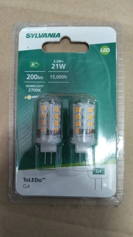 2 x SYLVANIA TOLEDO LED Capsule light bulb, G4 fitting, Warm White (2700K) new - Image 2 of 4
