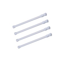 Spring Tension Curtain Rod 4 Pack 23.6-43.3 Inch Adjustable Steel White Rod
