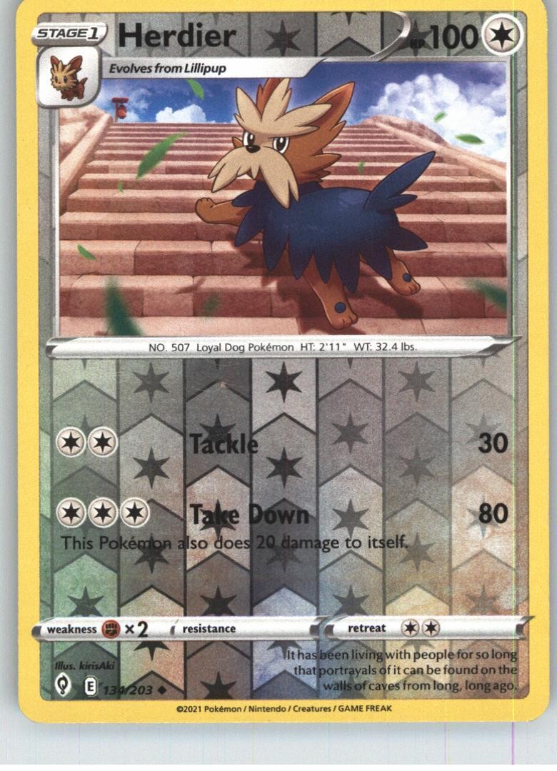 Herdier 134/203 Uncommon Evolving Skies Pokemon Reverse Holo Moderately Played