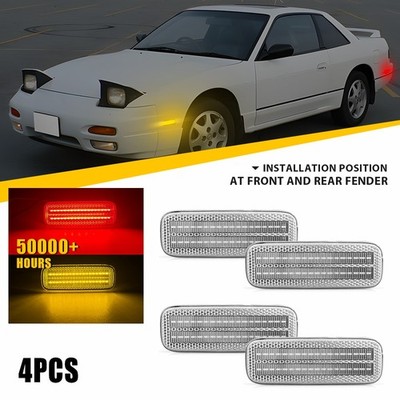 For 1989-1994 Nissan 240SX 180SX S13 Clear LED Front Rear Side Marker Lights EPU