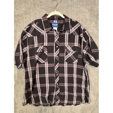 Wrangler Mens Plaid Western Pearl Snap Short Sleeve Shirt Black Red Size XL