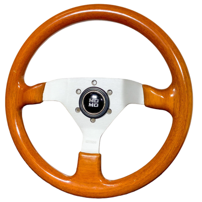 MOMO Veloce Wood Steering Wheel 350mm Silver JDM Mazda NA Nissan