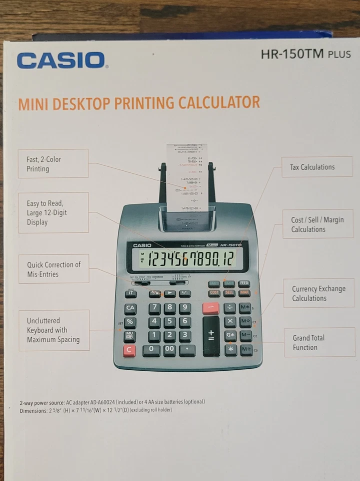 Casio HR-150TM Plus-W Desktop 12-Digit Printing Calculator - New In Box  - Image 3 of 4
