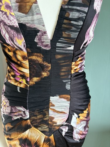 Vestido midi ceñido al cuerpo estampado floral tropical Roberto Cavalli talla IT 42 UK 10 Y2K - Imagen 4 de 20