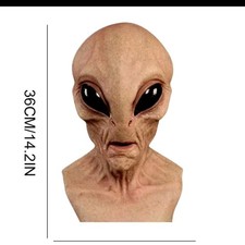 REAL Horror Area 51 Silicone Alien Mask NEW Halloween UFO Grey Cosplay