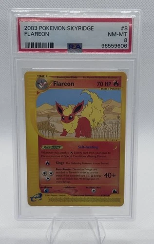 2003 POKEMON SKYRIDGE #8 FLAREON PSA 8 E-READER