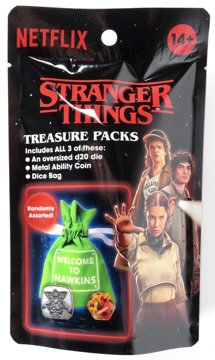 STRANGER THINGS Treasure Packs random Oversize D20 Coin Dice Bag