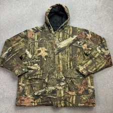 RealTree Jacket Adult Medium Green Workwear Canvas Camo Hunting Hood Lined Men*