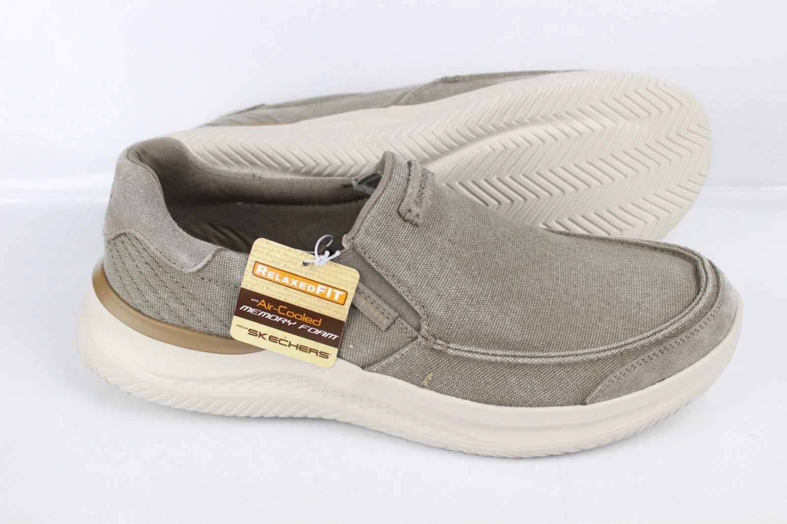 Skechers Relaxed Fit Men's Hasting Vigo Slip On Memory Foam Taupe 205366