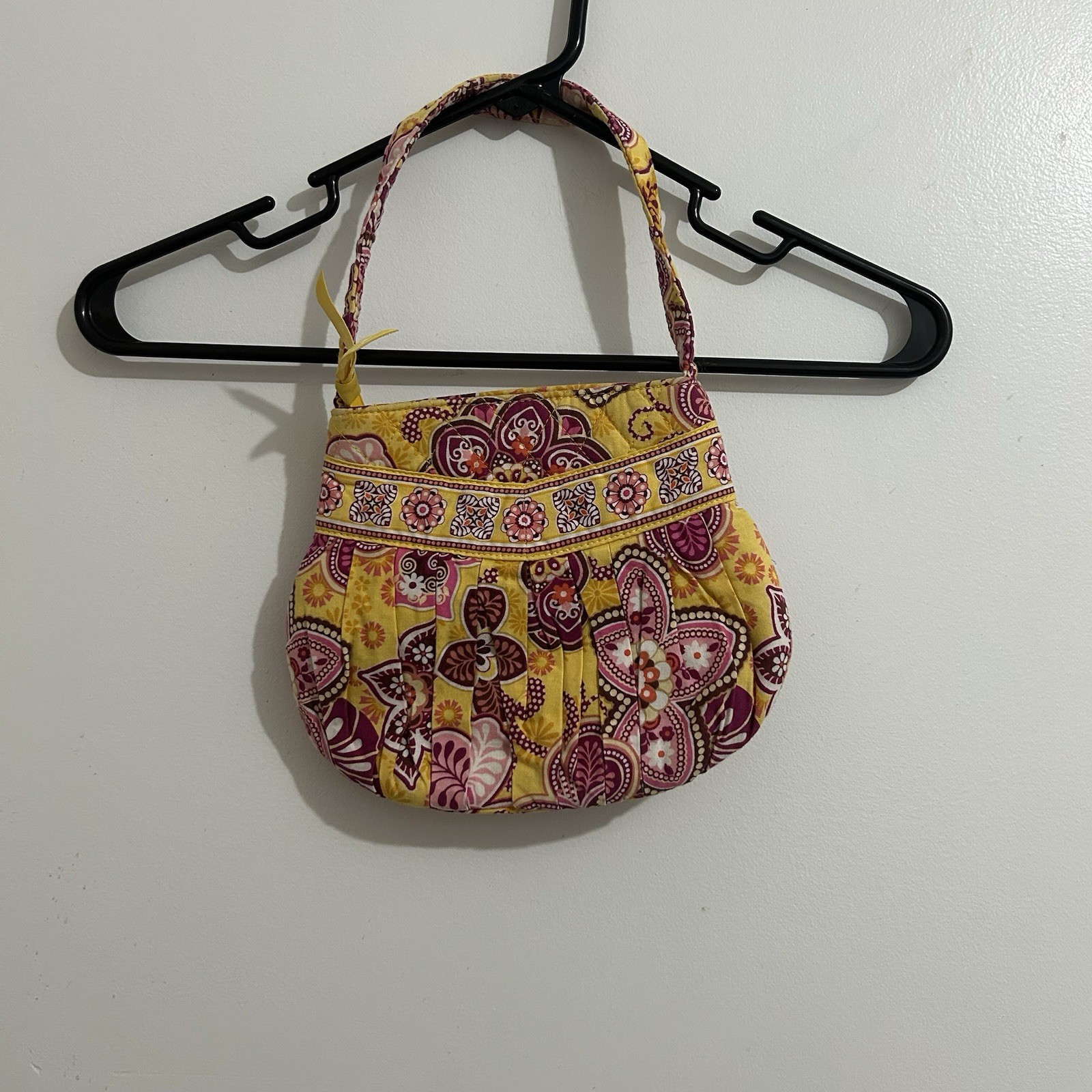 Vera Bradley Bali Gold Handbag Shoulder Bag Purse Floral Yellow Pink Retired
