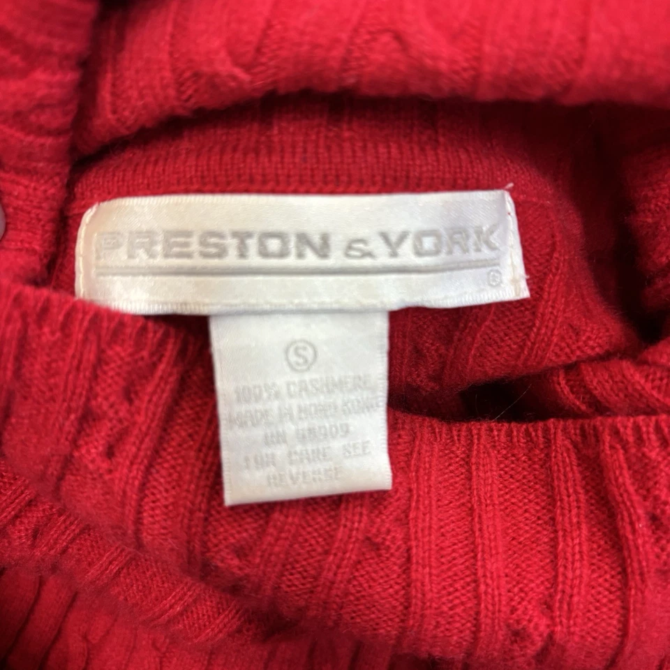 VTG Y2K Preston & York 100% Cashmere Cable Knit Turtleneck Sweater Red S - Image 4 of 4