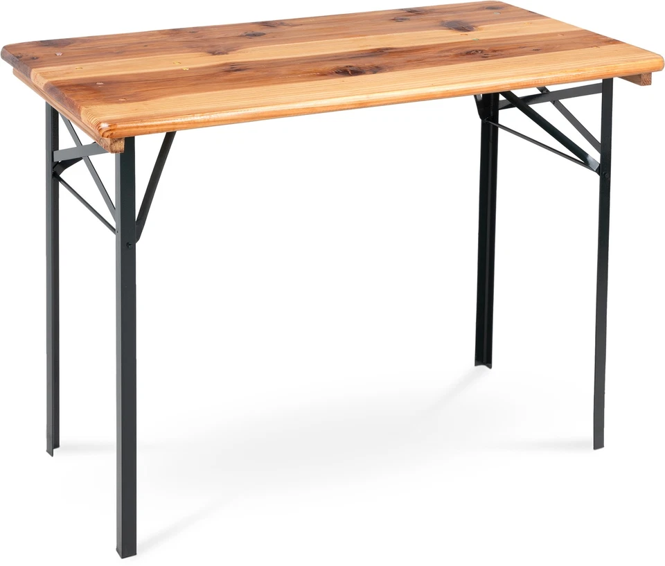 Table de Jardin Terasse Pliable Bois Extérieure Meuble Camping Balcon Fête 117cm - Photo 1/4
