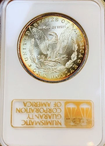 1885 P MORGAN DOLLAR NGC MS63! GOLD ENGRAVED BACK OLD FATTY HOLDER PQ NR #62054