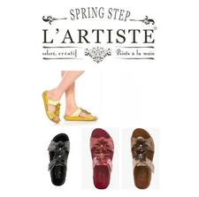 🔥L'Artiste by Spring Step Karina Hand Painted Leather Slide Sandals, US9/EU40