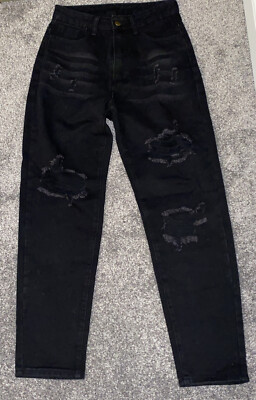 womens Shein black distressed denim jeans size USA EU 34 (size