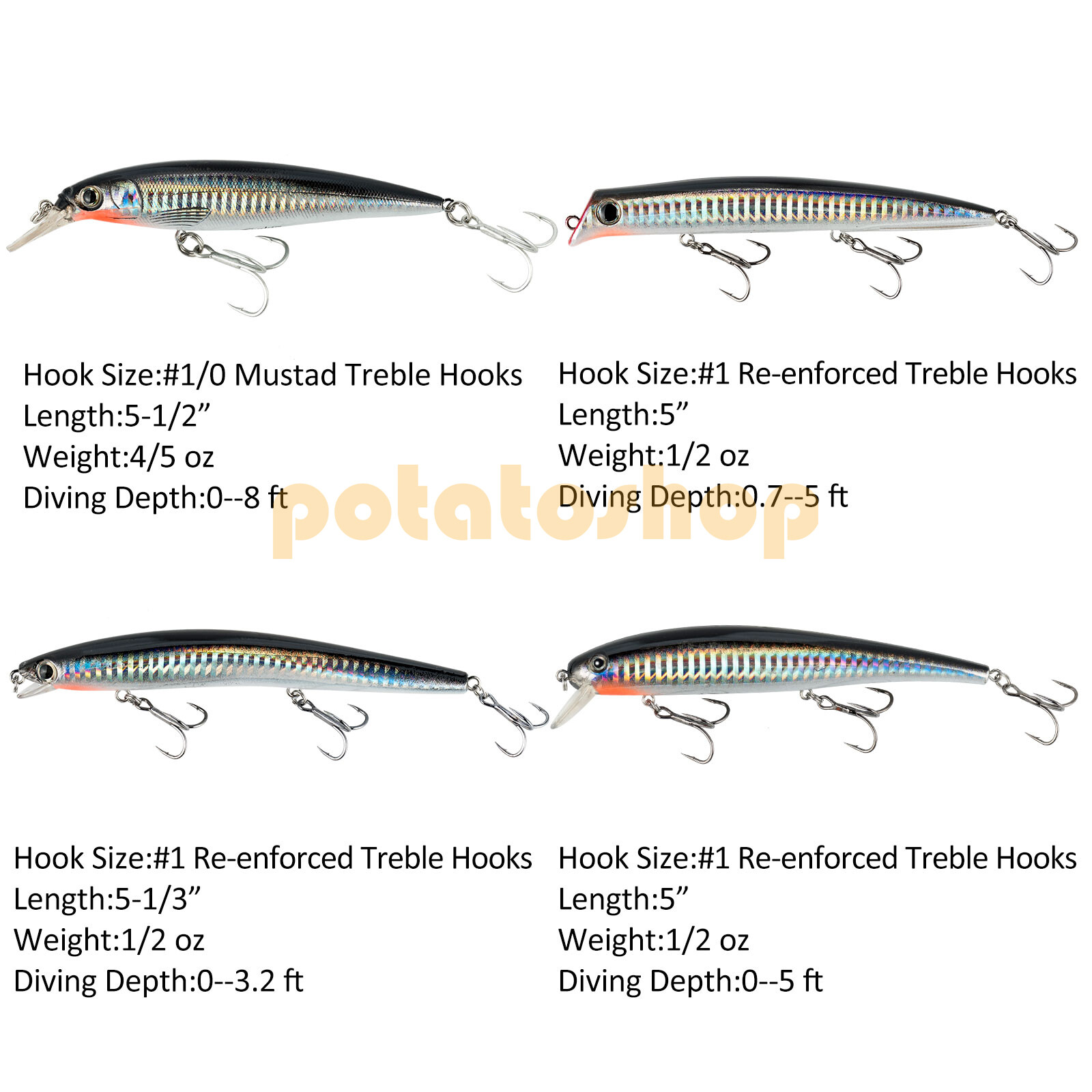 4 Pack Minnow Lures Topwater Plugs Sinking Pencil 120MM Fishing Saltwater - Image 2