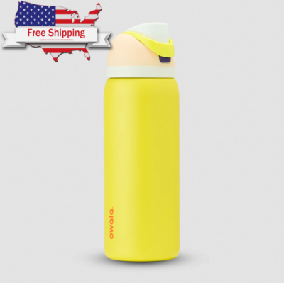 Owala FreeSip Stainless Steel Insulated Water Bottle, 32oz, Lemon