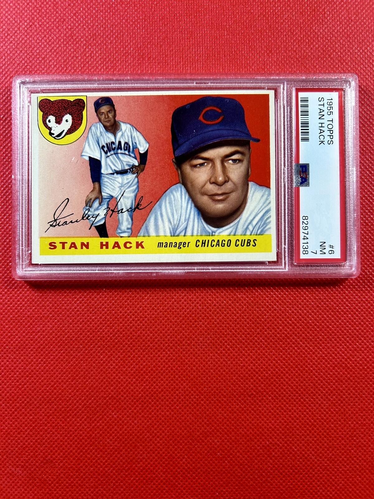 1955 Topps #6 Stan Hack Chicago Cubs PSA 7 NM NEAR-MINT