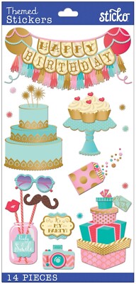 Fancy Pants Birthday 3D PLUS, 4x7'' scrapbook stickers Sticko 52-38322
