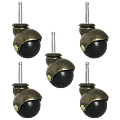 CHAIRPARTSONLINE 2" Antique Brass Ball Replacement Office Chair Caster Wheels - Set of 5 - S5357