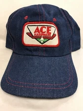 Rare Vintage Ace Hardware Denim Trucker Hat Baseball Cap Snapback Mesh Young An