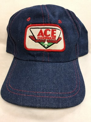 #ad Rare Vintage Ace Hardware Denim Trucker Hat Baseball Cap Snapback Mesh Young An $59.99