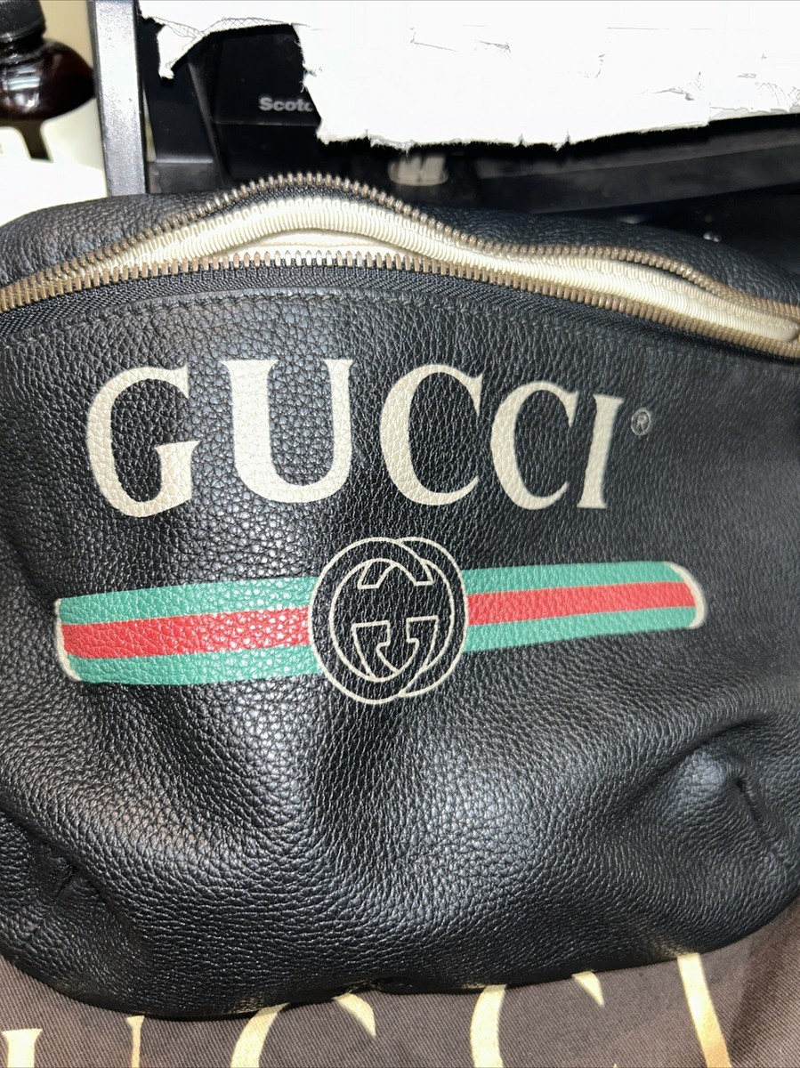 Gucci Logo Black Grained Leather Fanny Belt Bag 530412 | eBay Gucci Logo Black Grained Leather Fanny Belt Bag 530412 | eBay