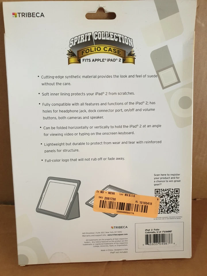 Colorado University Tribeca Apple iPad2 Folio CaseCover Electronic Suede Holder  - Image 3 of 4