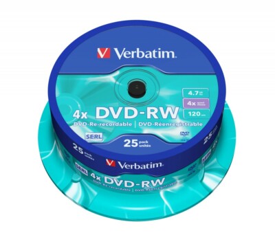 Verbatim 43639 DVD-RW SERL 4,7GB 4X Matt Silver 25er Pack