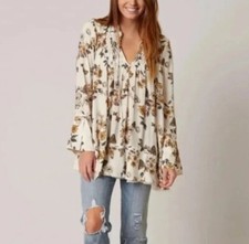 FREE PEOPLE Pebble Crepe So Fine Smoked Tunic Top Size XS Urban Outfitters