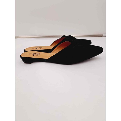 Trary Shoes for Life Black Vegan Suede Big Bow Slip On Comfort Flat Mules 10 - Picture 1 of 8