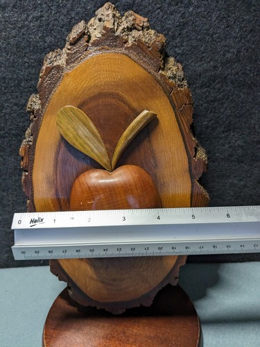 Made In Branson, Mo Wooden Apple Plaque On Real Tree Slab 10" - Picture 4 of 8