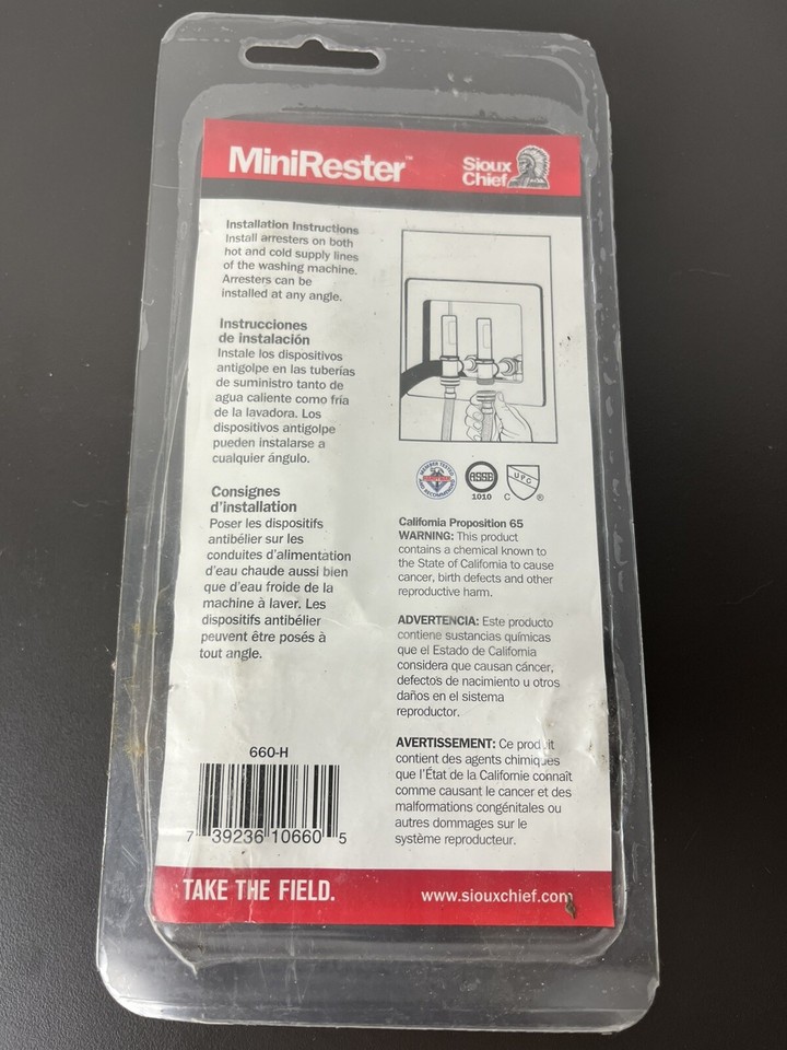 Sioux Chief Mini Rester Water Hammer Arrester 660H READ DESCRIPTION
