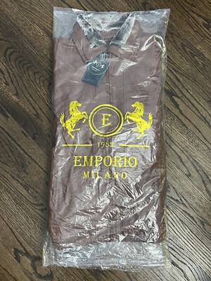 Emporio Milano Brown Leather Jacket Mens Size XL Ferrari Italy