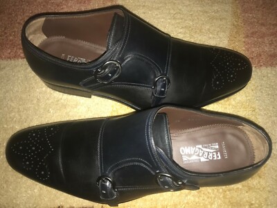 Salvatore Ferragamo Navy Double Monk Strap Oxfords Salvatore Ferragamo Navy Double Monk Strap Oxfords main image 4
