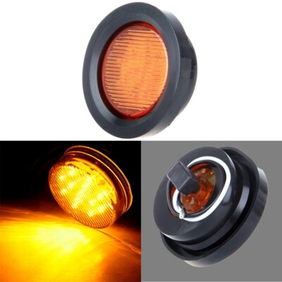 4-Piece 2.5" Round LED Side Marker Light Kit - 13 LED Amber/Red, Sealed With Grommet