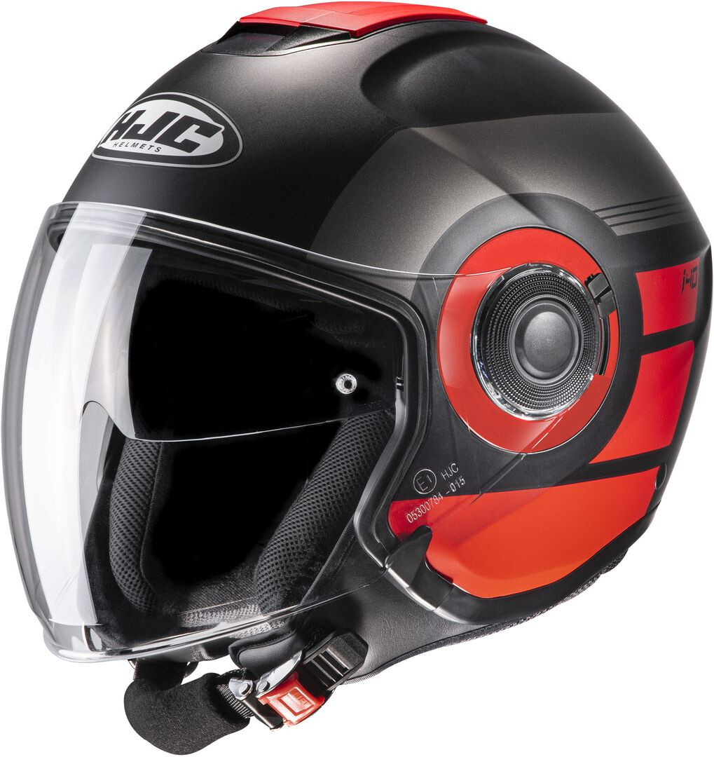 CASCO HELMET MOTO JET HJC I40 SPINA MC1SF NERO ROSSO DOPPIA VISIERA TG XS