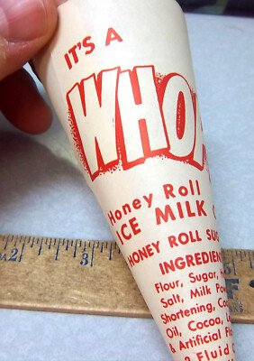 Vintage 6'' tall circa 1950s Whopper Sugar Cone holder. Nice graphics, Unused
